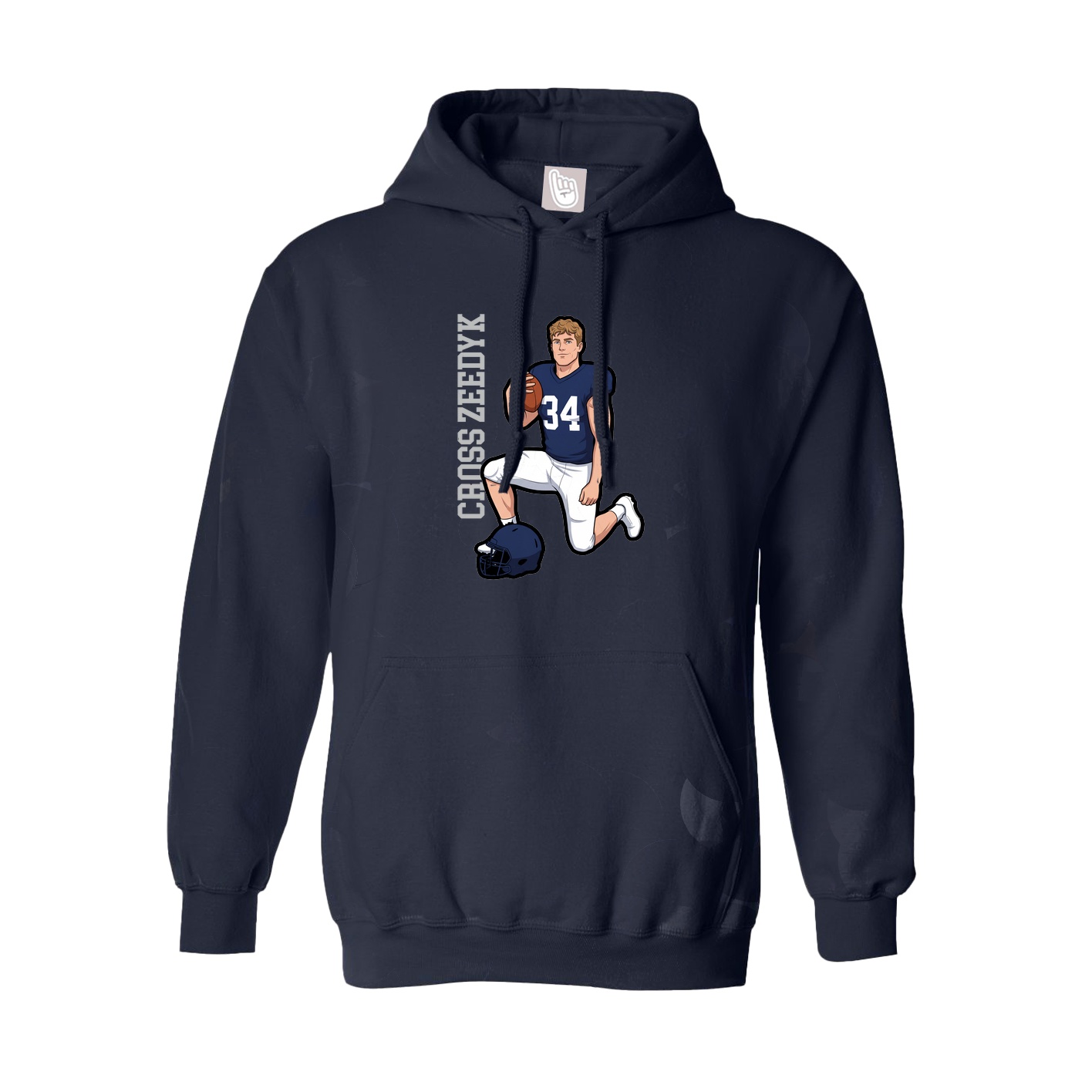Hoodie — Name Vertical in Navy