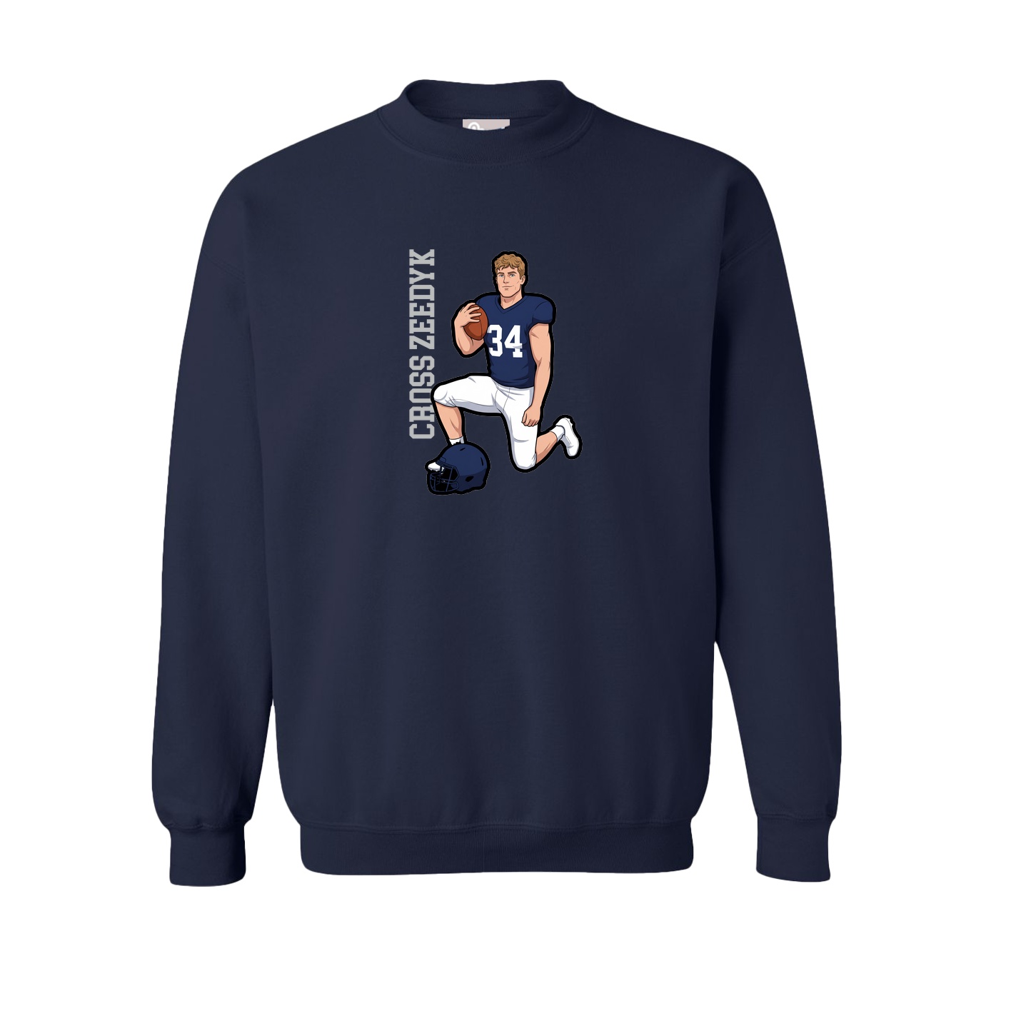 Fleece Crew — Name Vertical in Navy