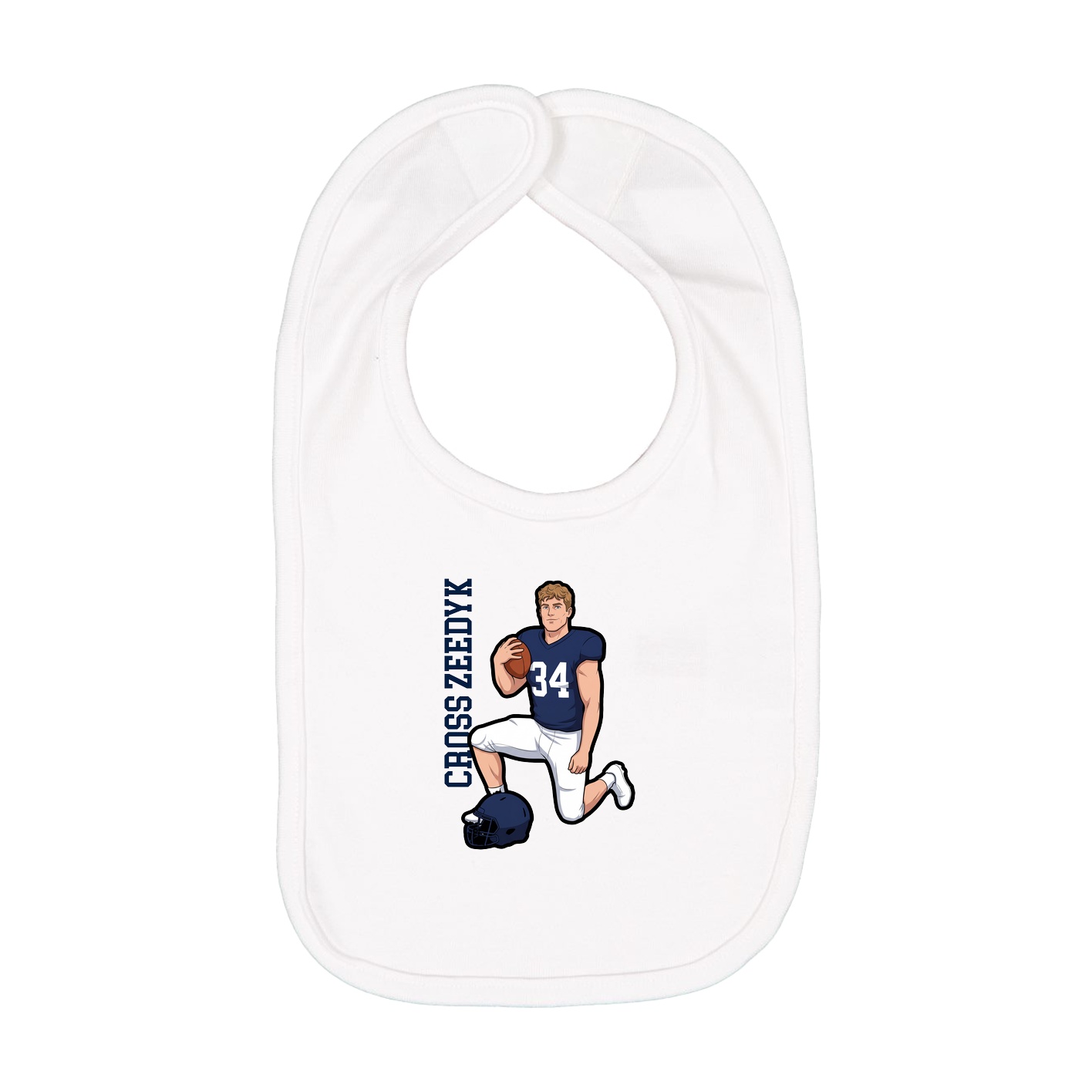 Infant Bib — Name Vertical in White