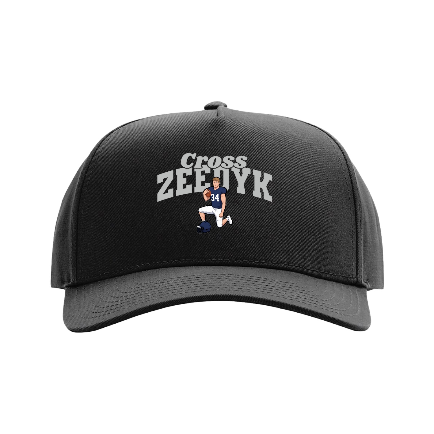 Full Fabric Five-Panel Champ Cap — Signature Arch in Black