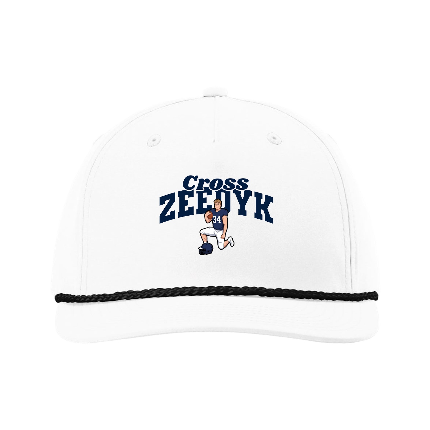 Five-Panel Classic Rope Cap — Signature Arch in White