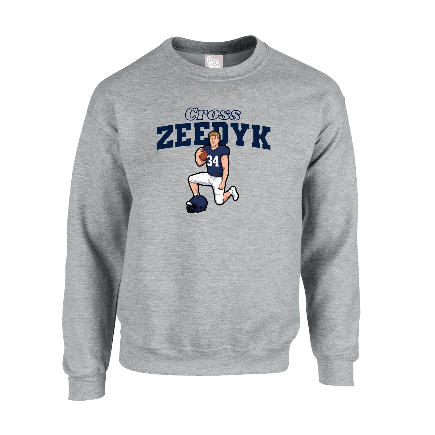 Fleece Crew — Name Arch in Grey