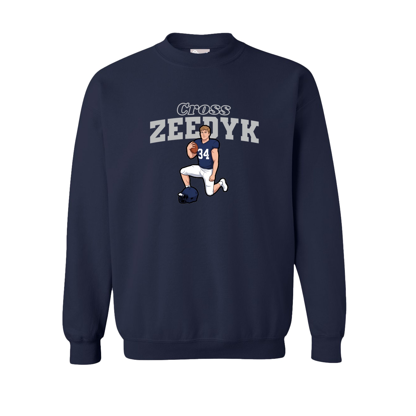 Fleece Crew — Name Arch in Navy