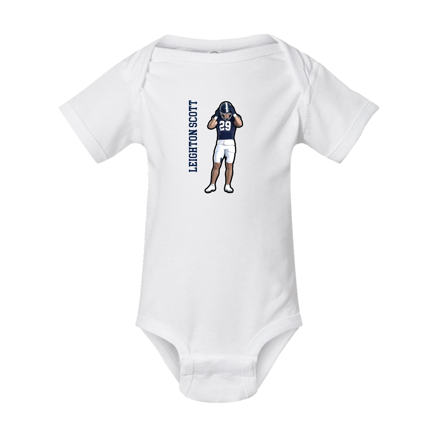 Baby Onesie — Name Vertical in White