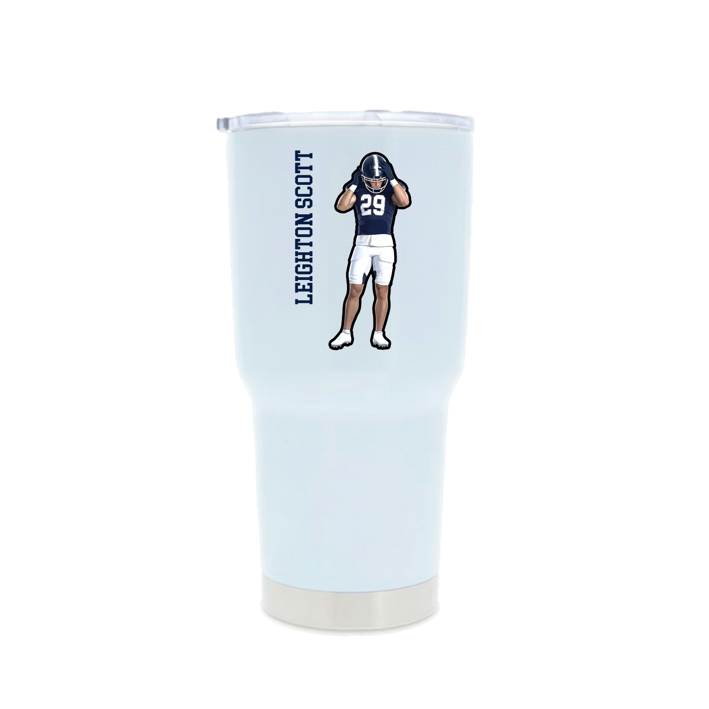 30oz Stainless Steel Tumbler — Name Vertical in White