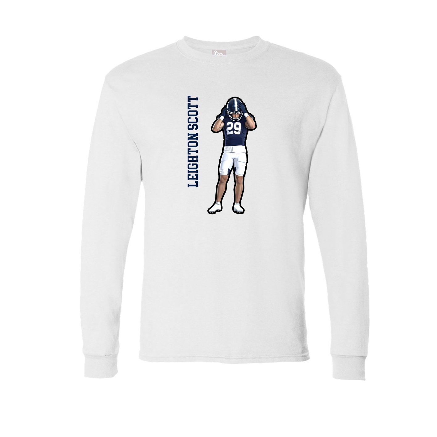 Long Sleeve Tee — Name Vertical in White