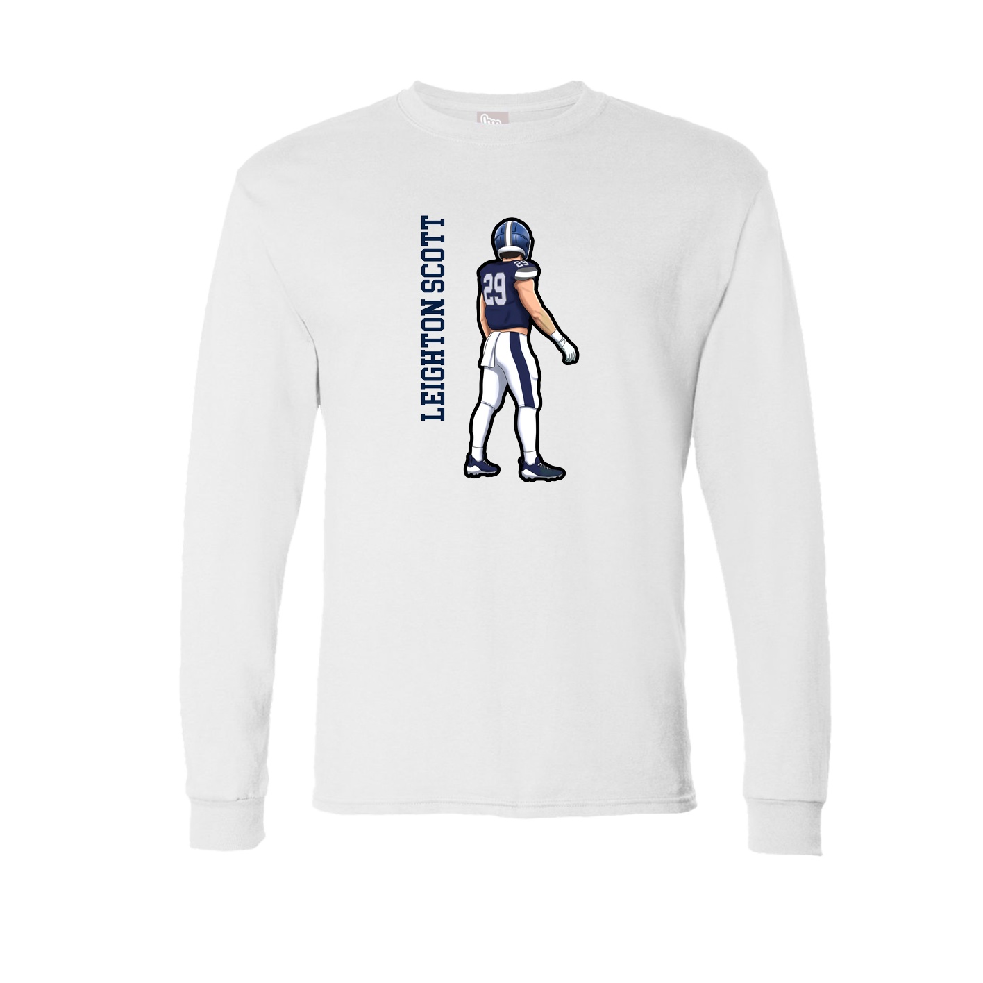 Long Sleeve Tee — Name Vertical in White