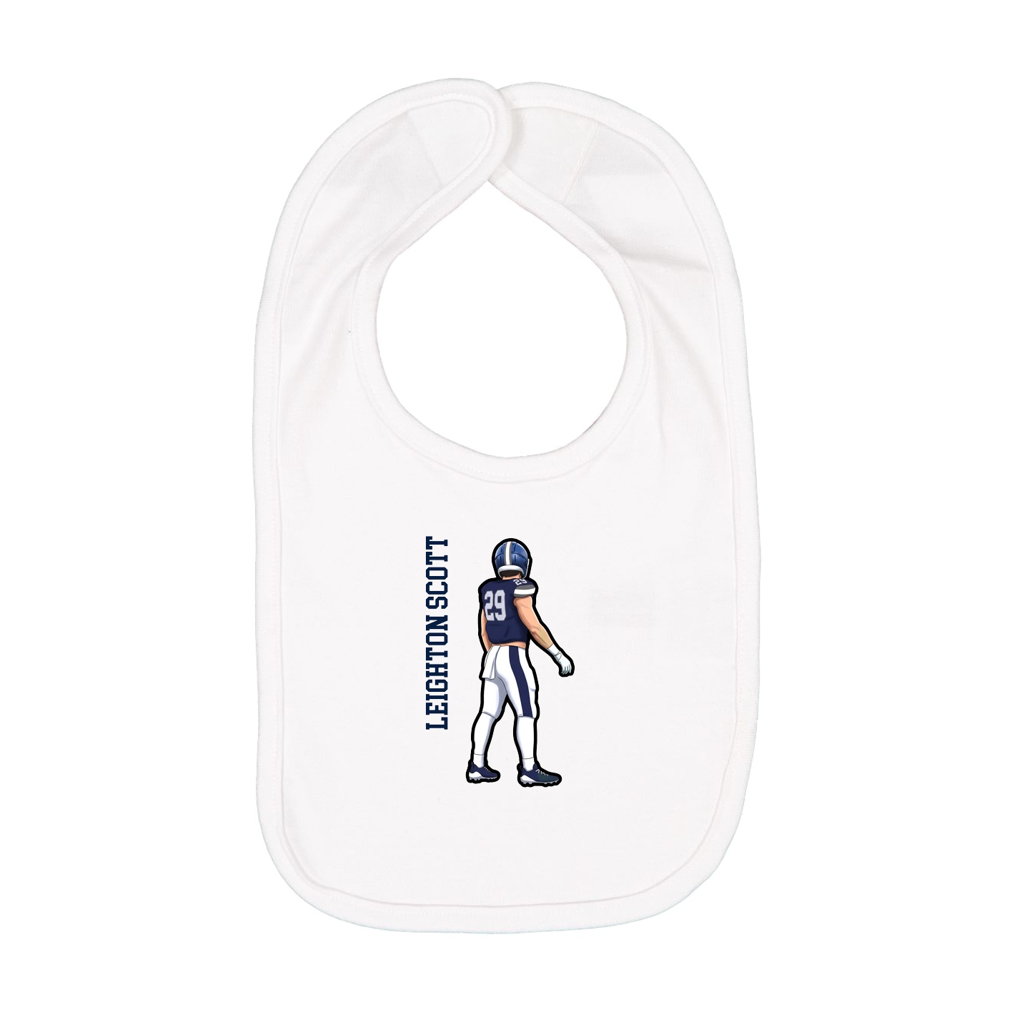 Infant Bib — Name Vertical in White