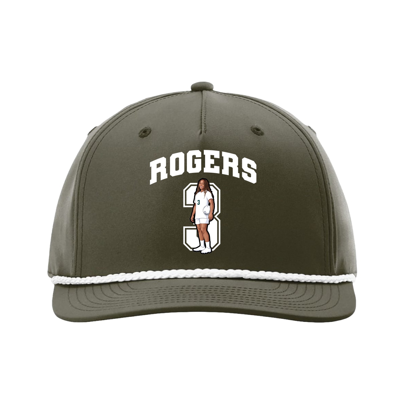 Five-Panel Classic Rope Cap — Number in Green