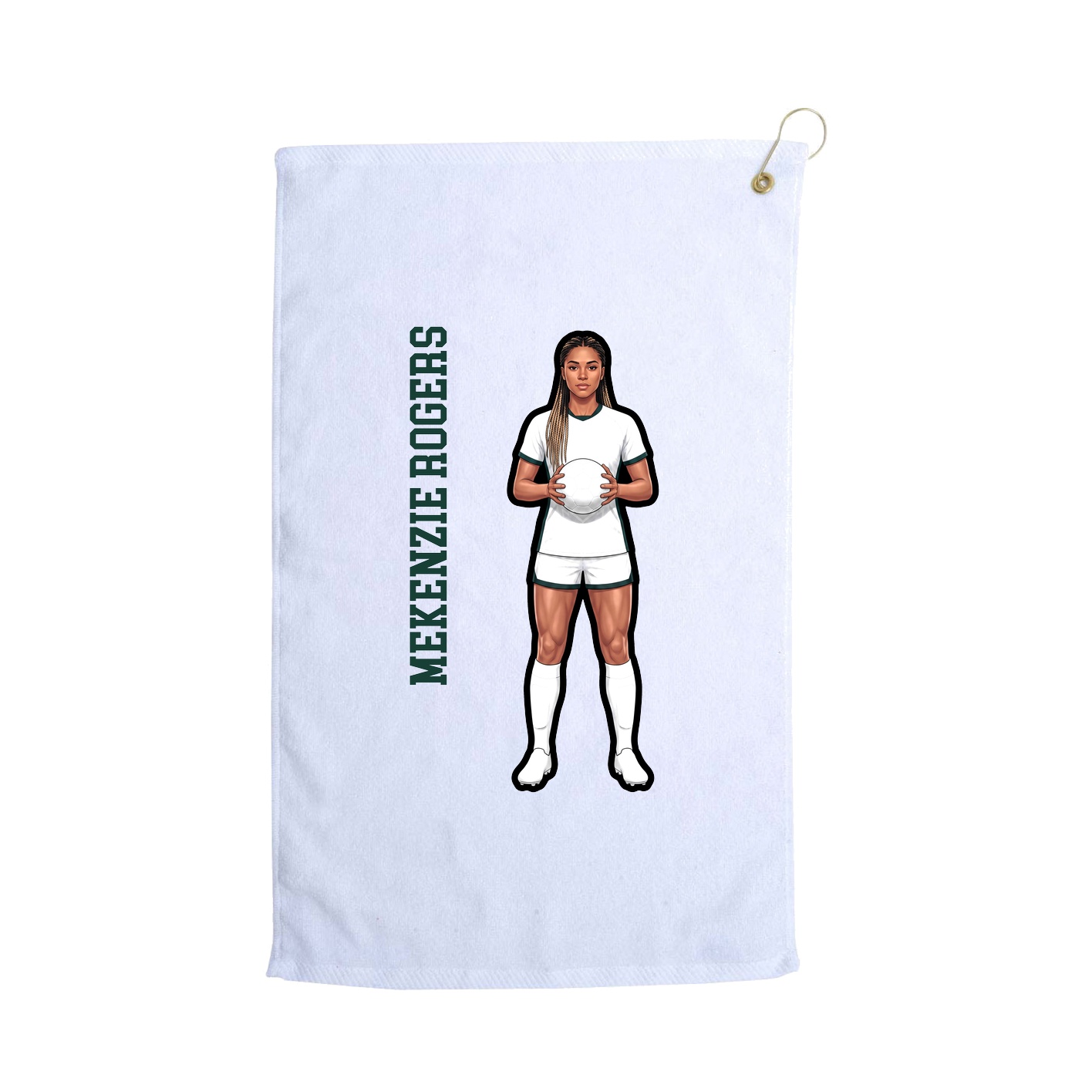 Golf Towel — Name Vertical in White