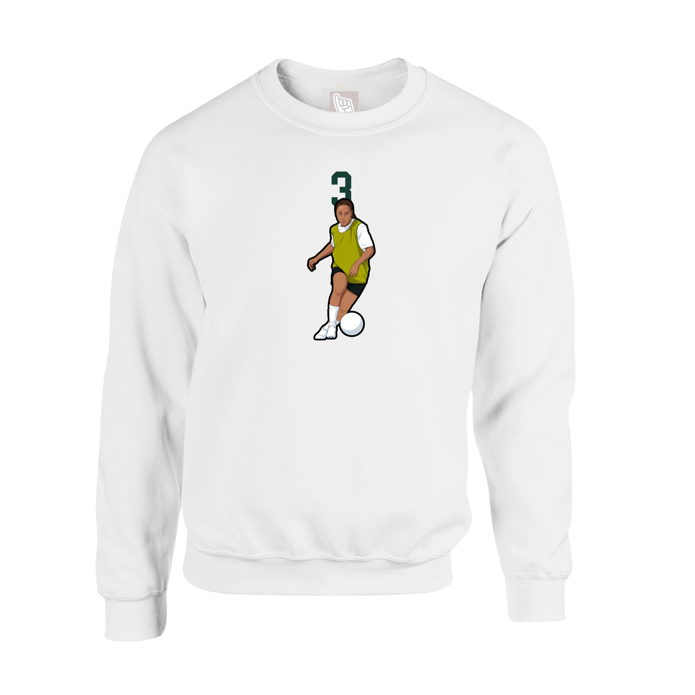 Fleece Crew — Number Top in White