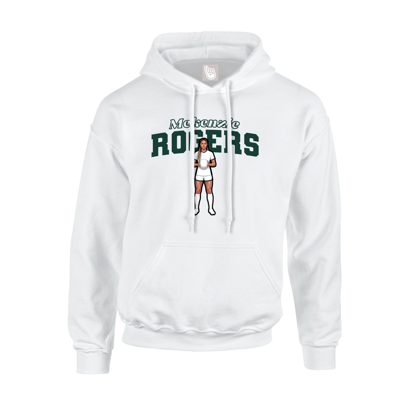 Youth Hoodie — Name Arch in White