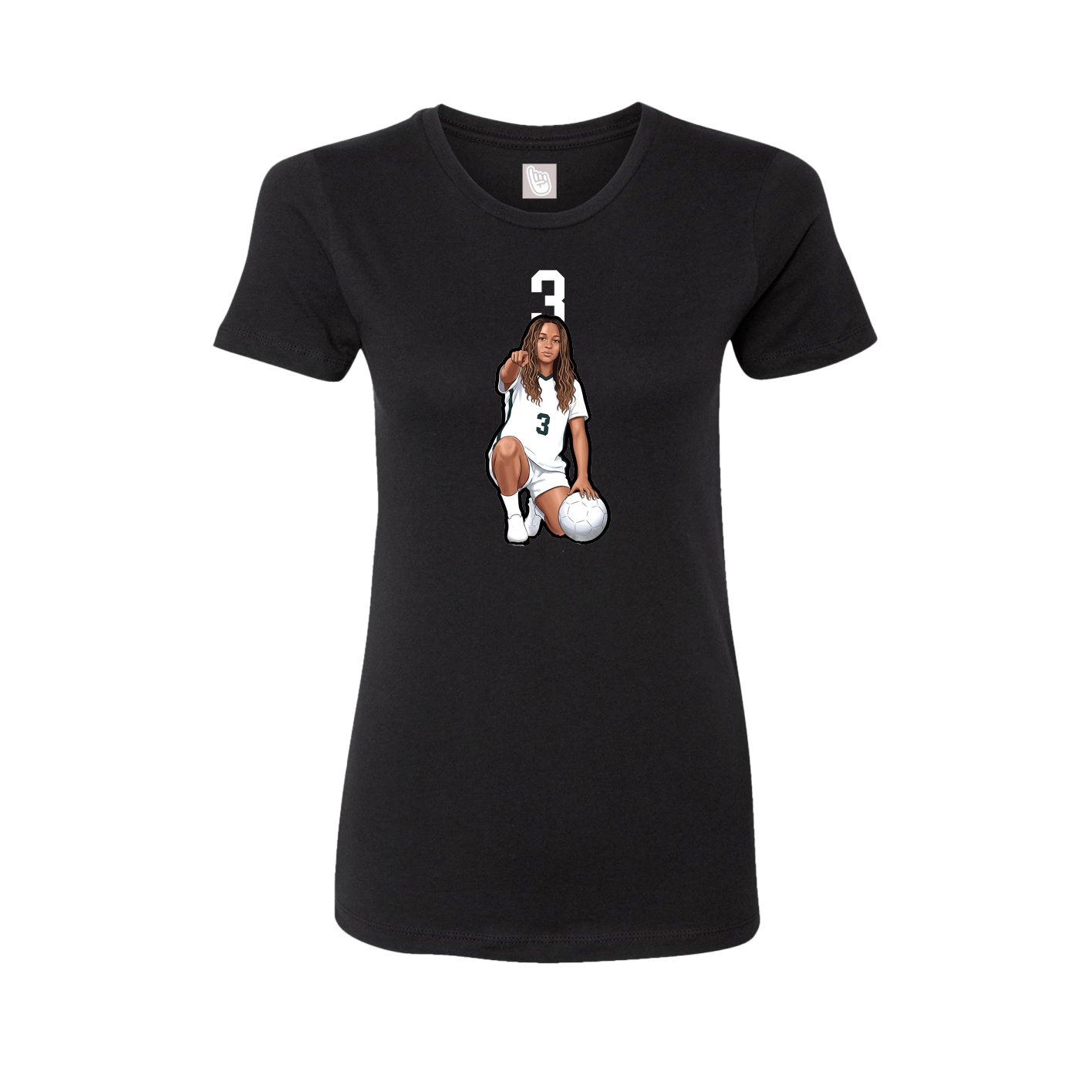 Fitted Women's Tee — Number Top in Black
