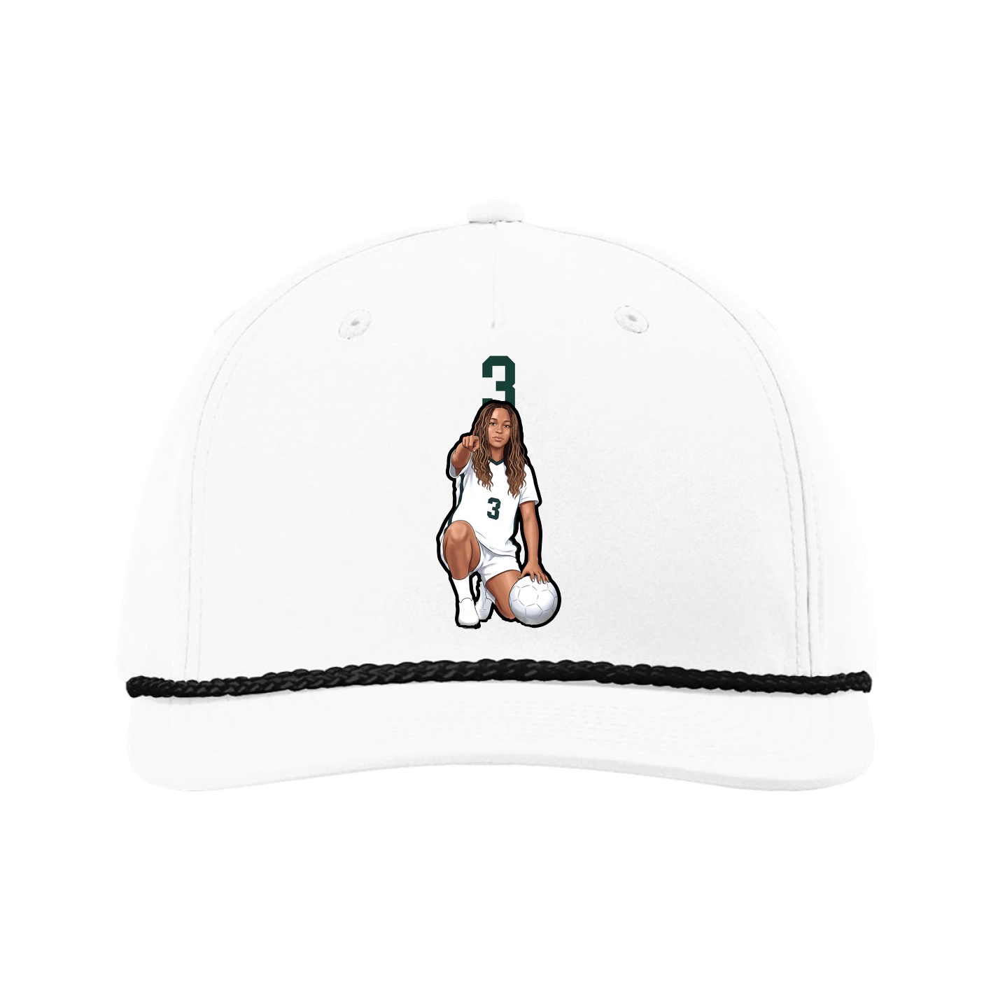 Five-Panel Classic Rope Cap — Number Top in White