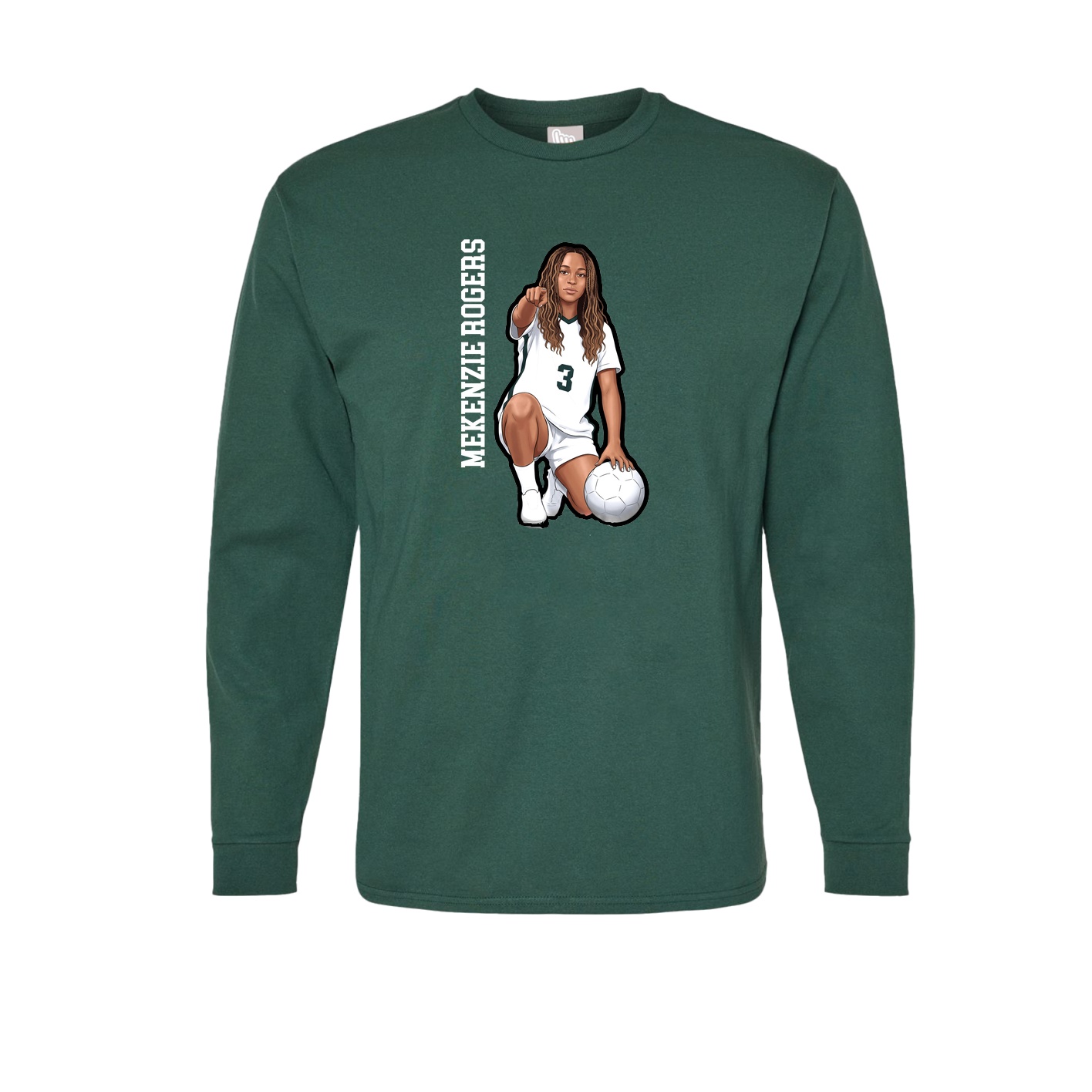 Long Sleeve Tee — Name Vertical in Green