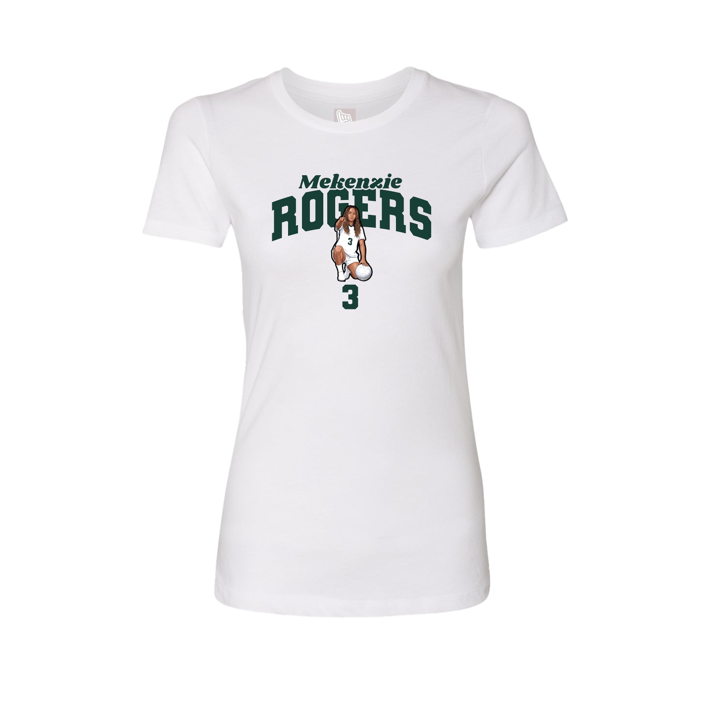 Fitted Women's Tee — Signature Arch in White
