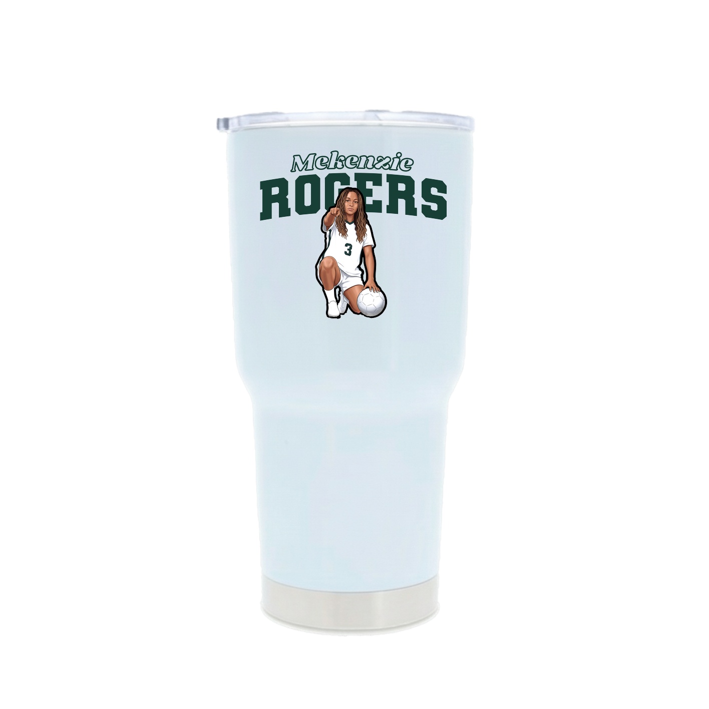 30oz Stainless Steel Tumbler — Name Arch in White