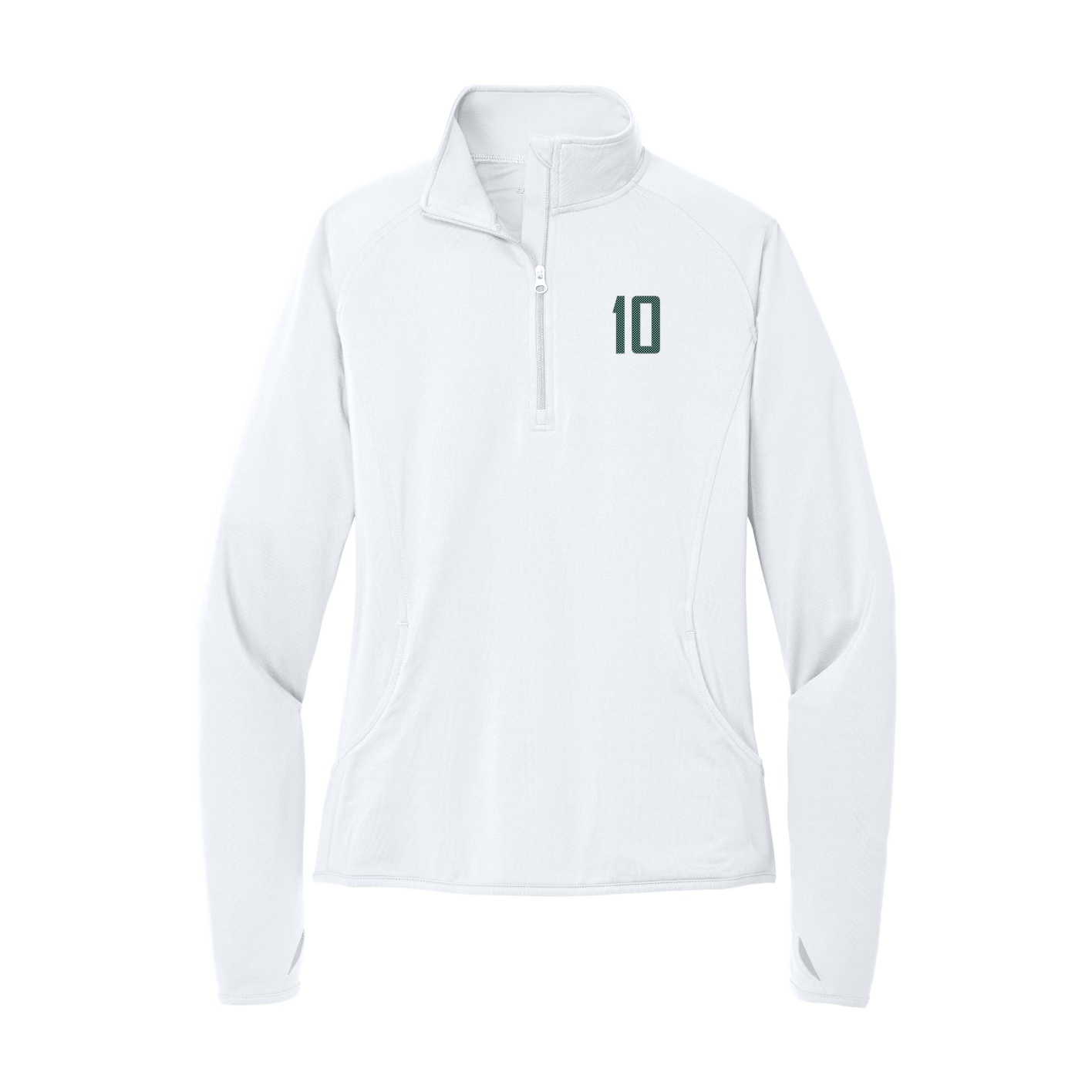Women's Q-Zip Pullover — Front Shirsy in White
