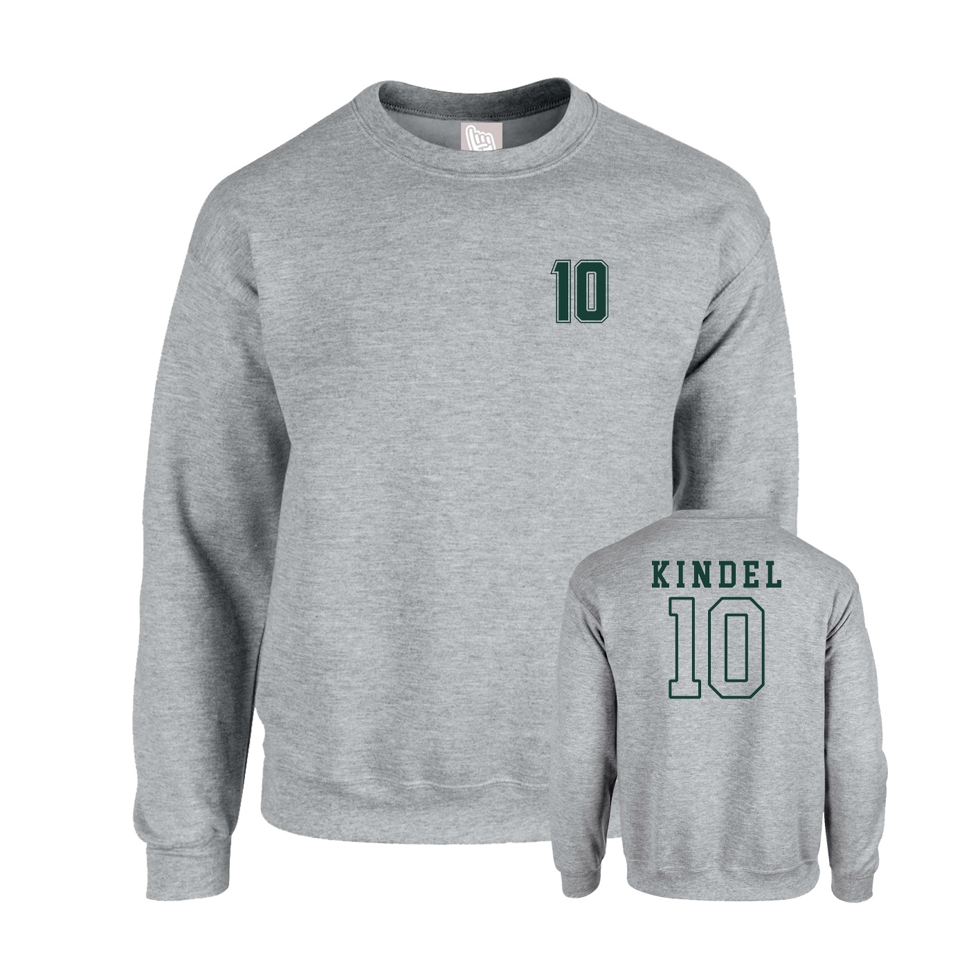 Fleece Crew — Chest Back in Grey