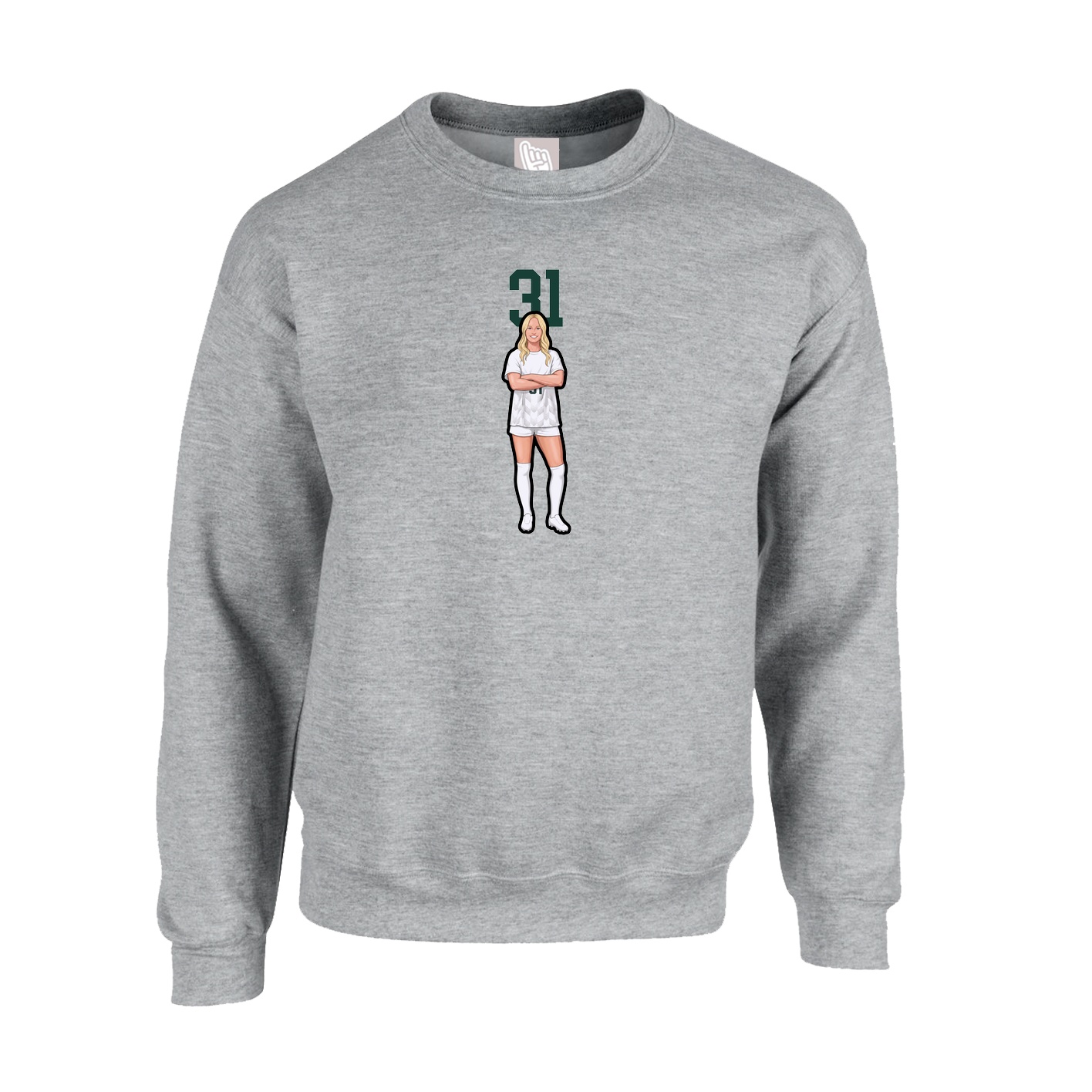 Fleece Crew — Number Top in Grey