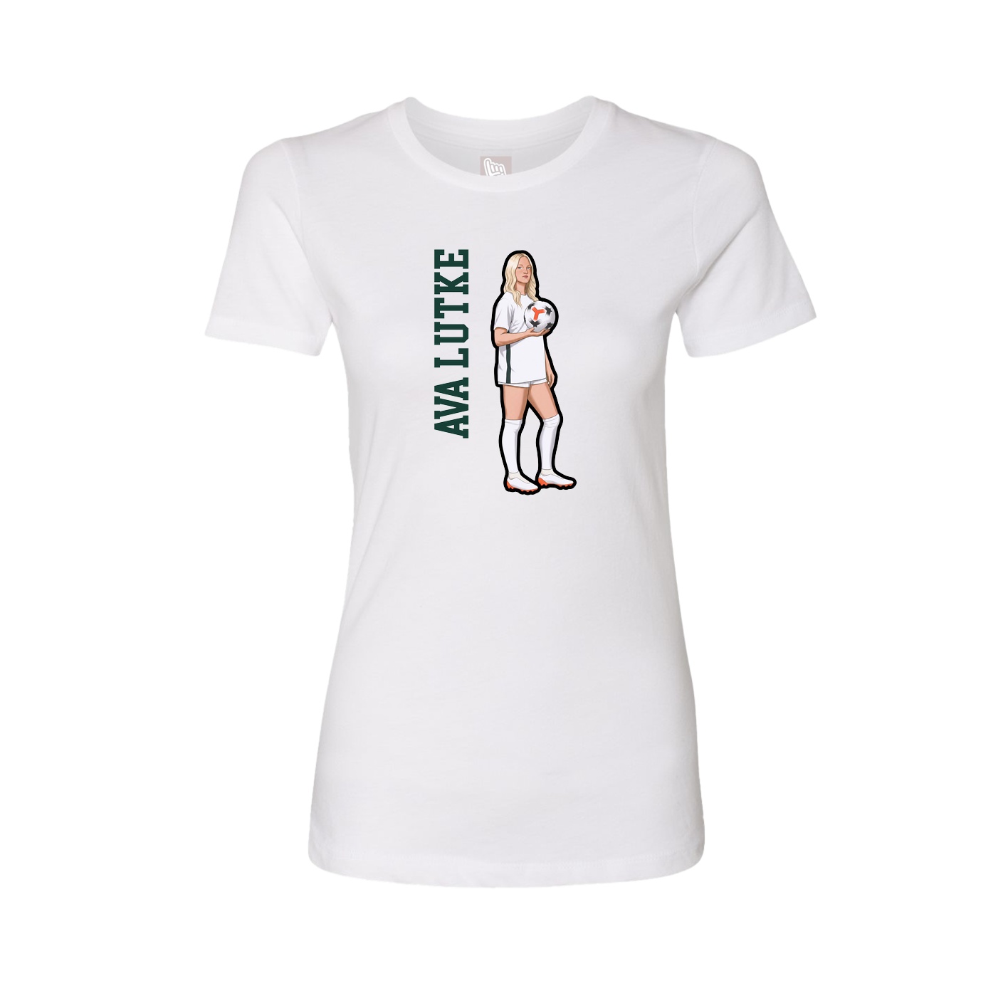 Fitted Women's Tee — Name Vertical in White
