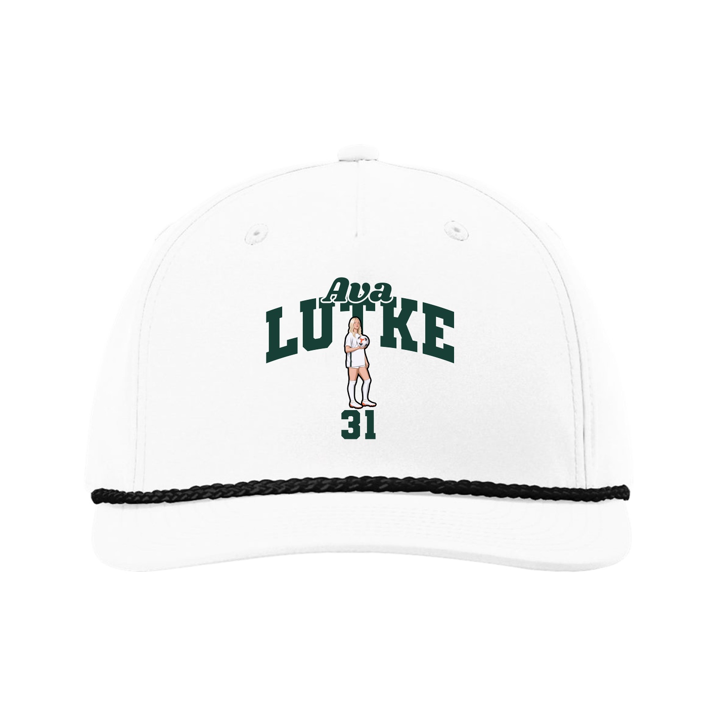 Five-Panel Classic Rope Cap — Signature Arch in White