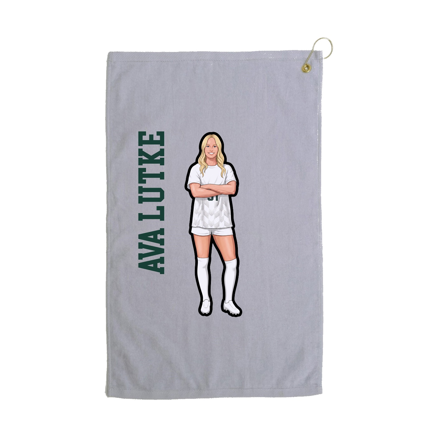 Golf Towel — Name Vertical in Grey