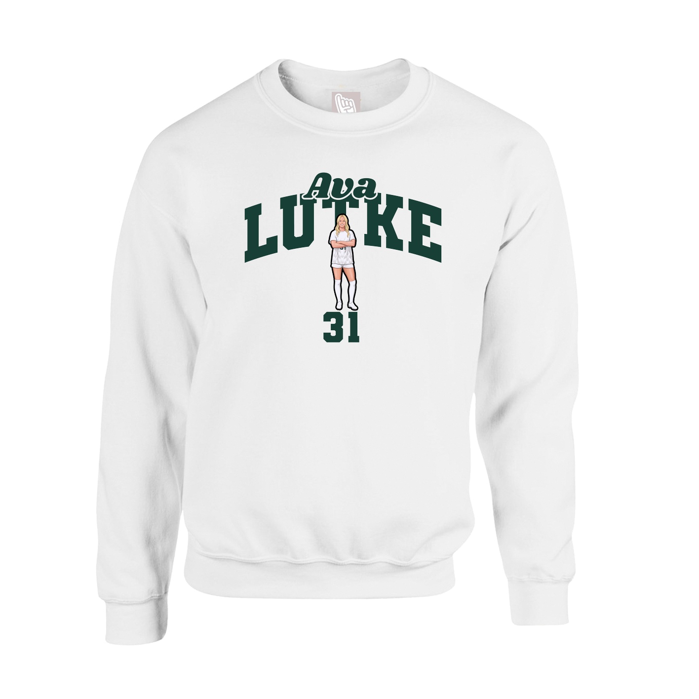 Fleece Crew — Signature Arch in White