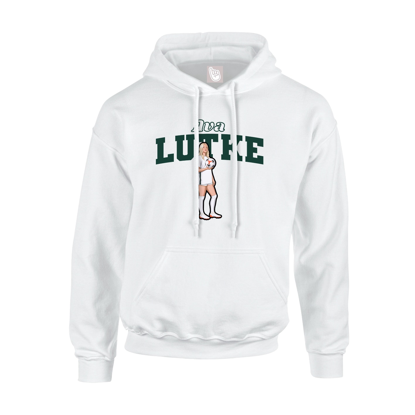 Youth Hoodie — Name Arch in White