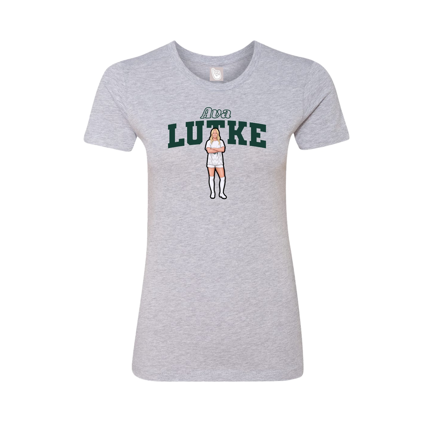 Fitted Women's Tee — Name Arch in Grey