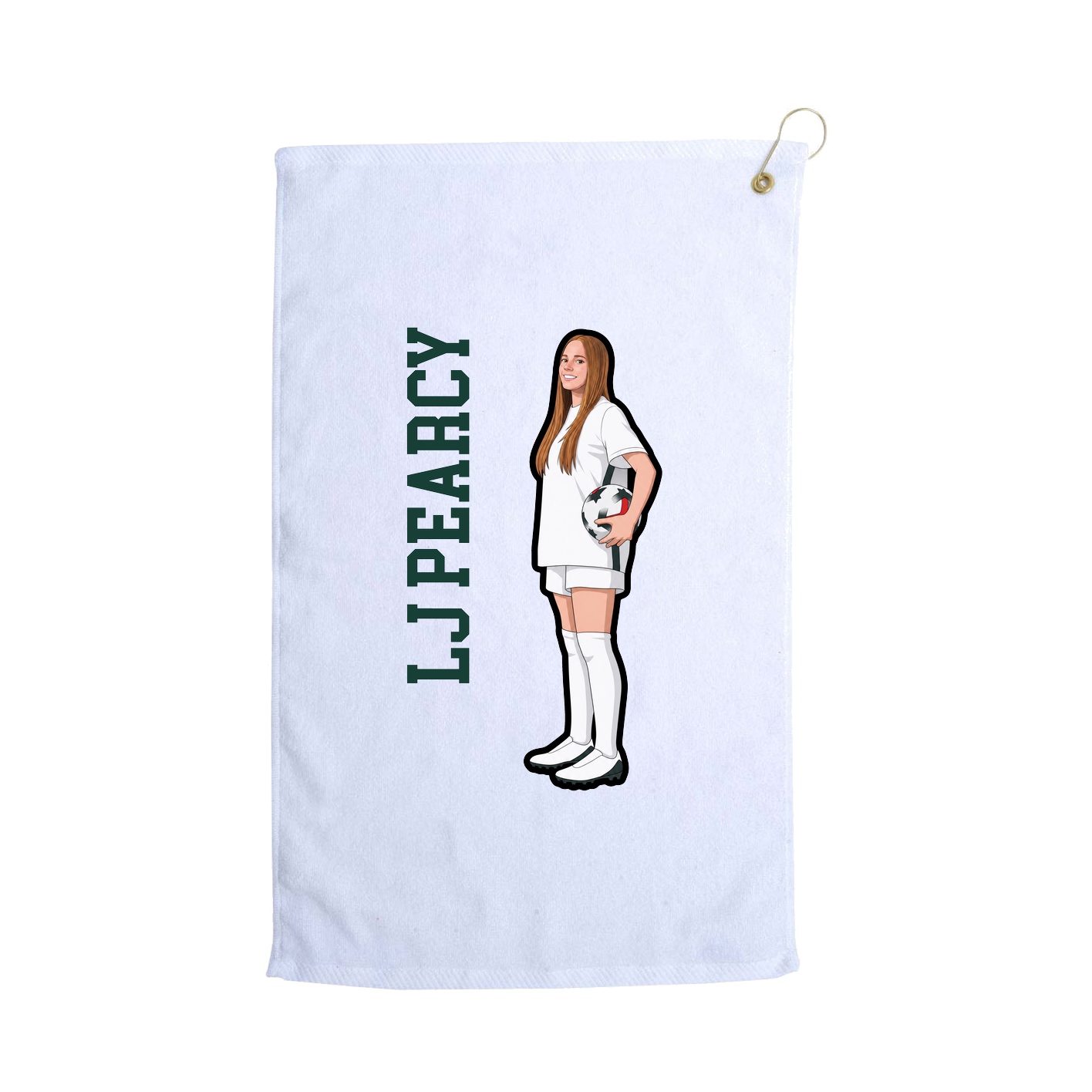 Golf Towel — Name Vertical in White