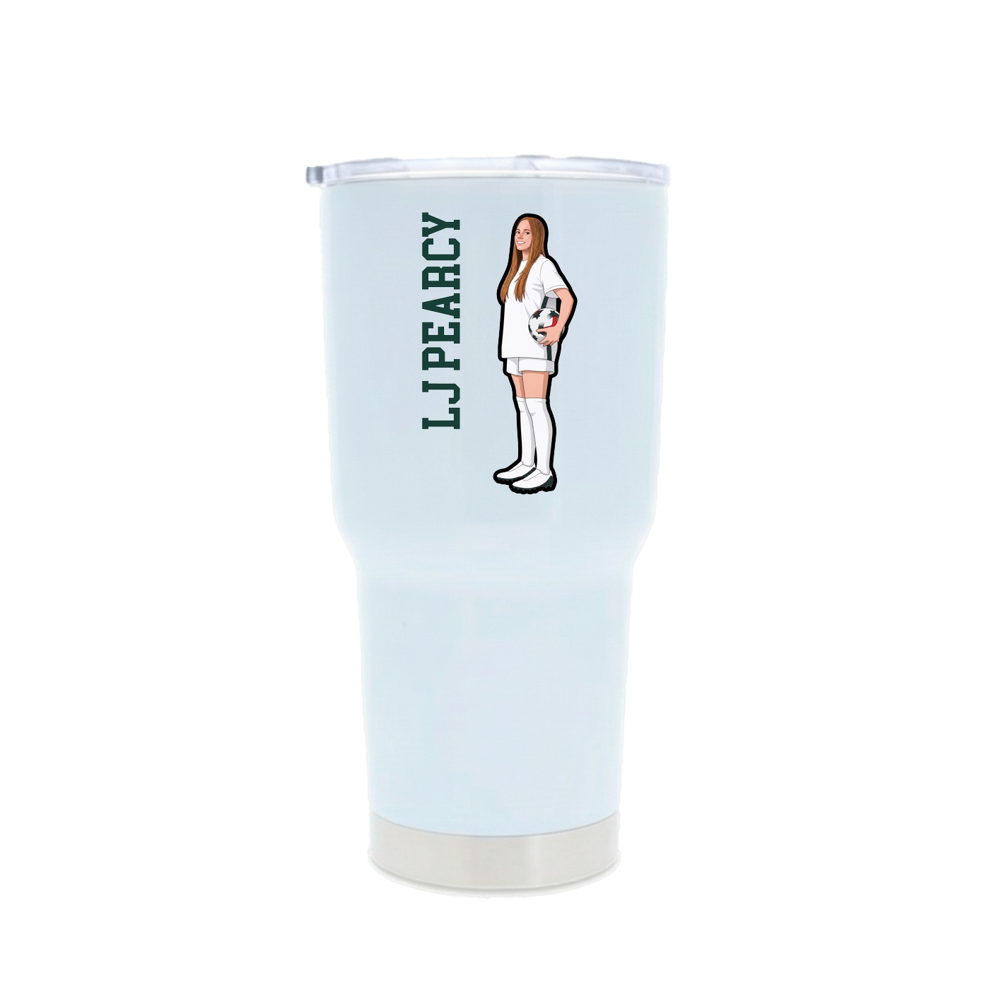 30oz Stainless Steel Tumbler — Name Vertical in White