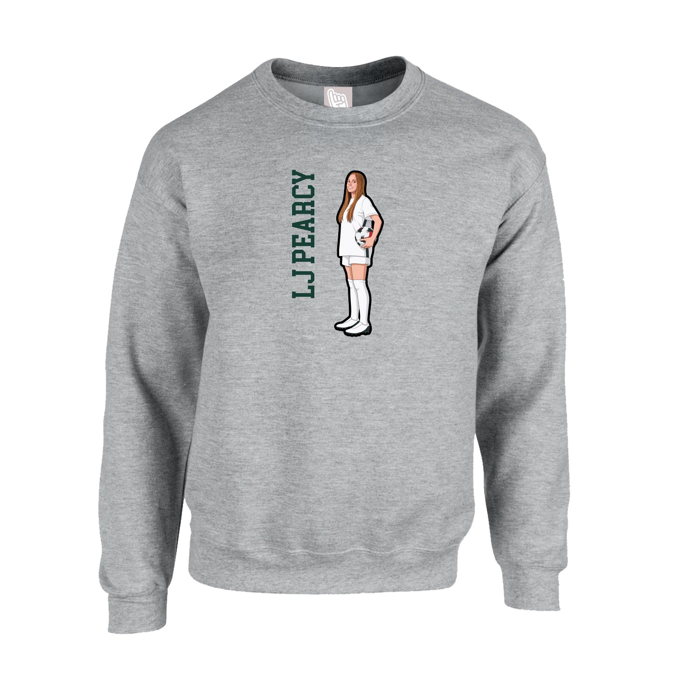 Fleece Crew — Name Vertical in Grey