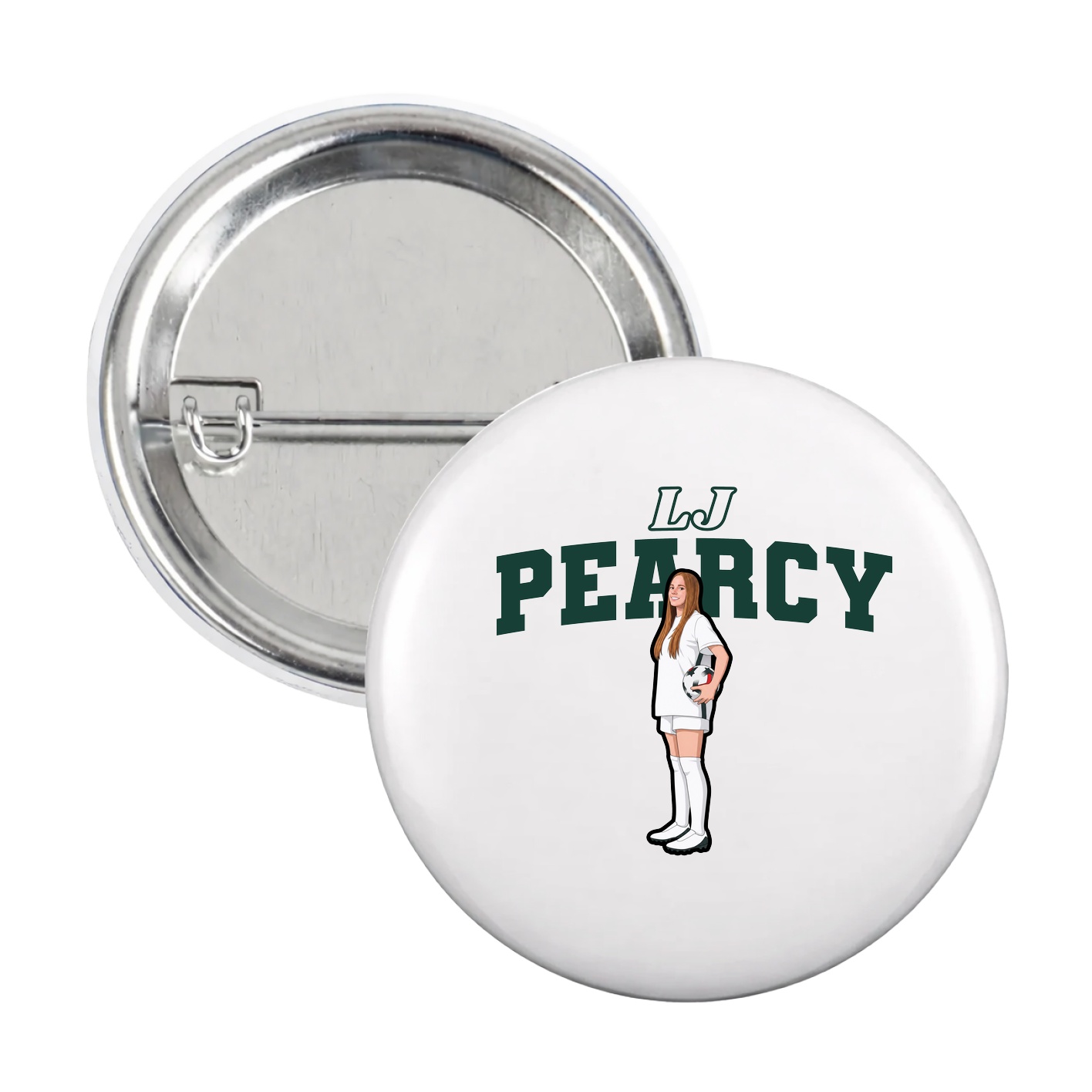 Game Day Button — Name Arch in White