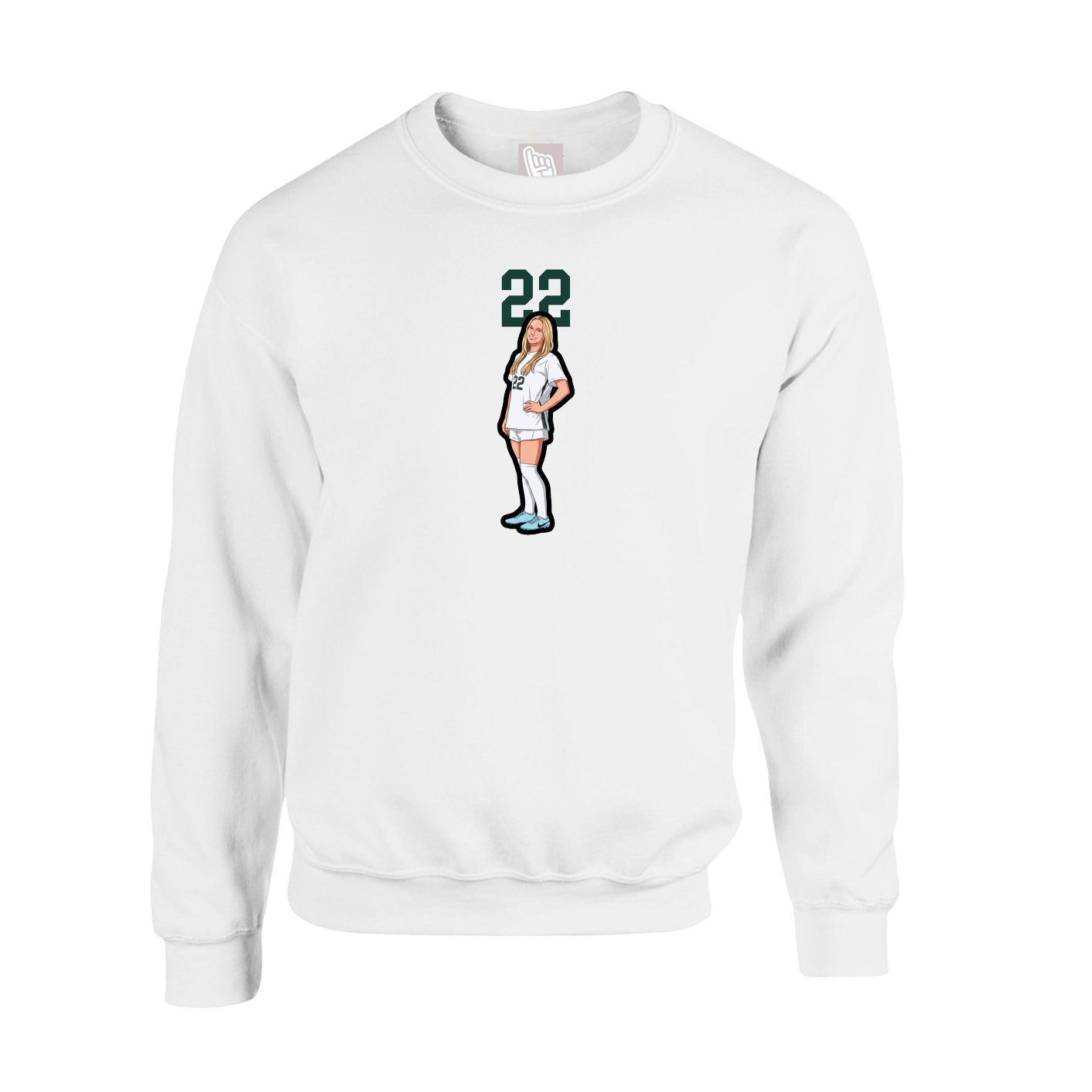 Fleece Crew — Number Top in White
