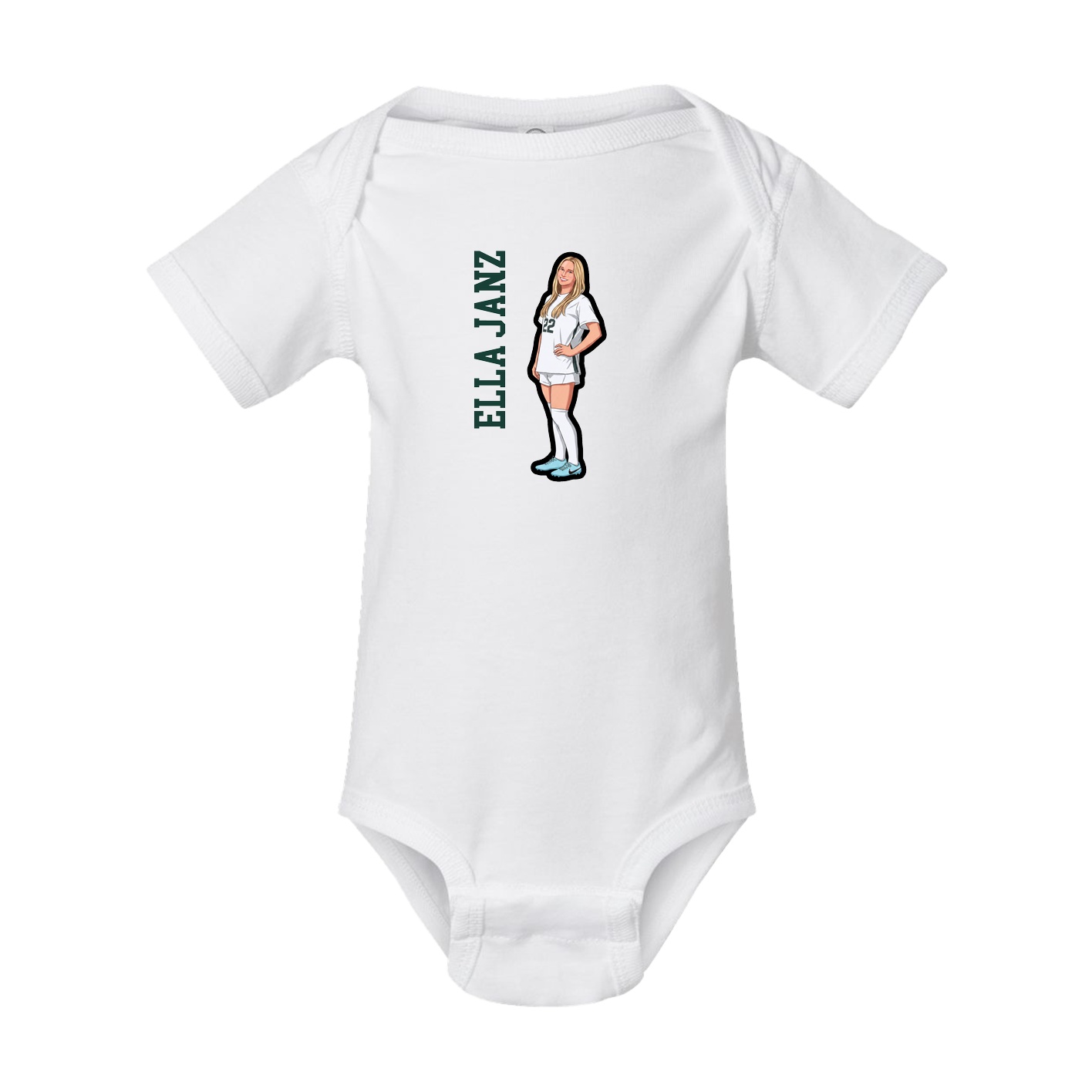 Baby Onesie — Name Vertical in White