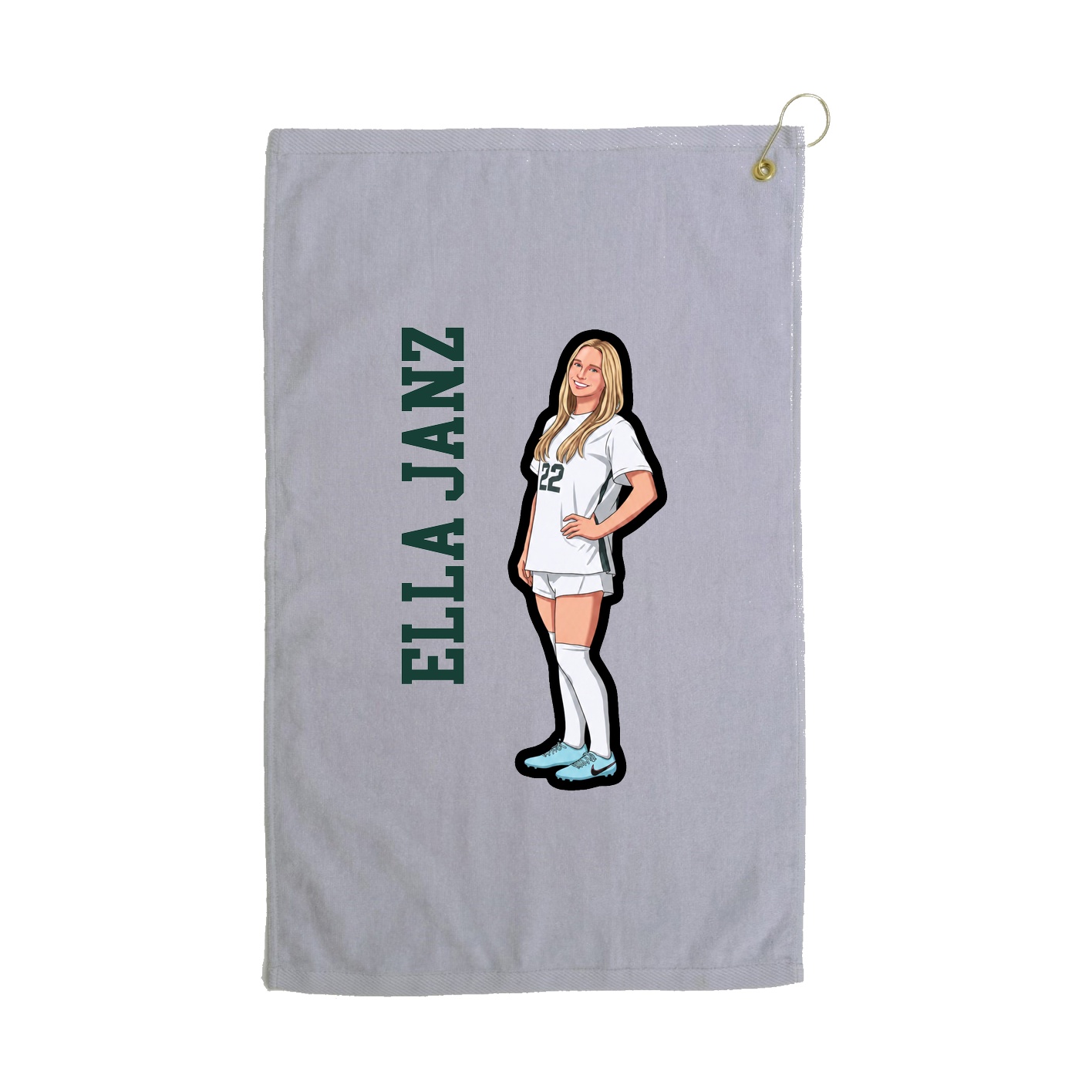 Golf Towel — Name Vertical in Grey
