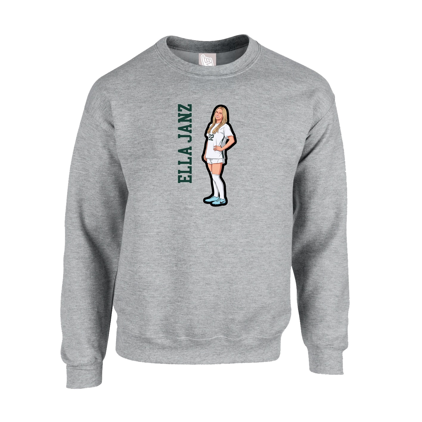 Fleece Crew — Name Vertical in Grey
