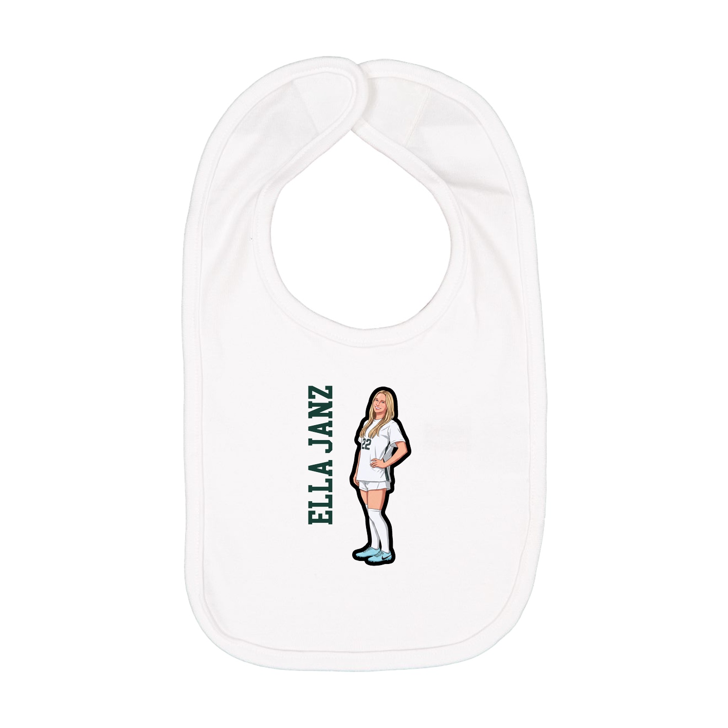 Infant Bib — Name Vertical in White