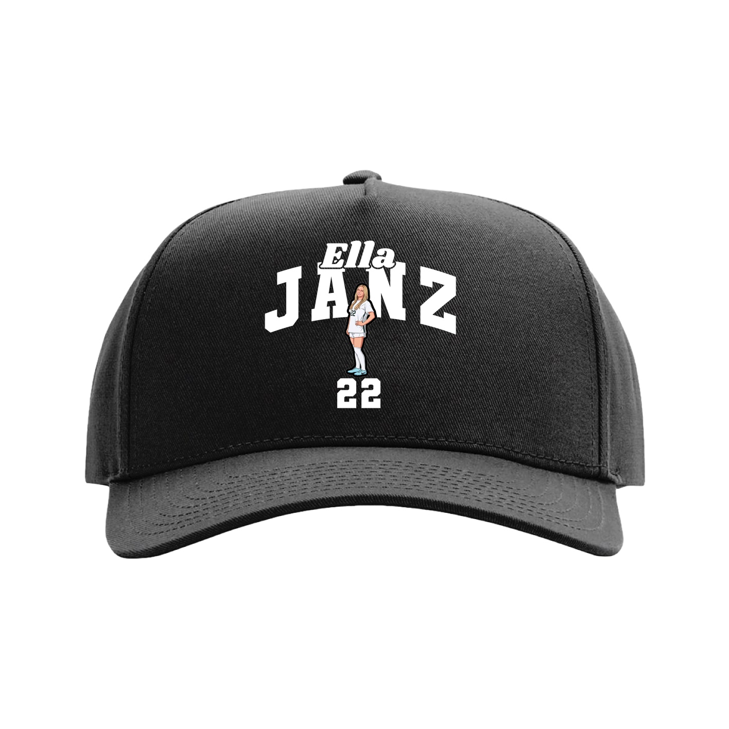 Full Fabric Five-Panel Champ Cap — Signature Arch in Black