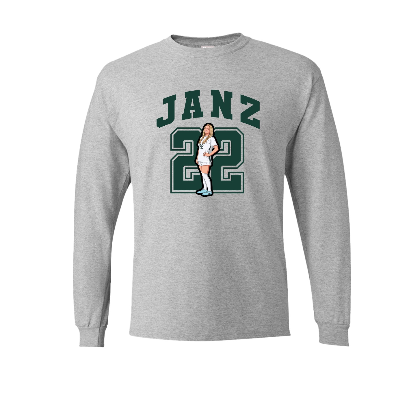 Long Sleeve Tee — Number in Grey