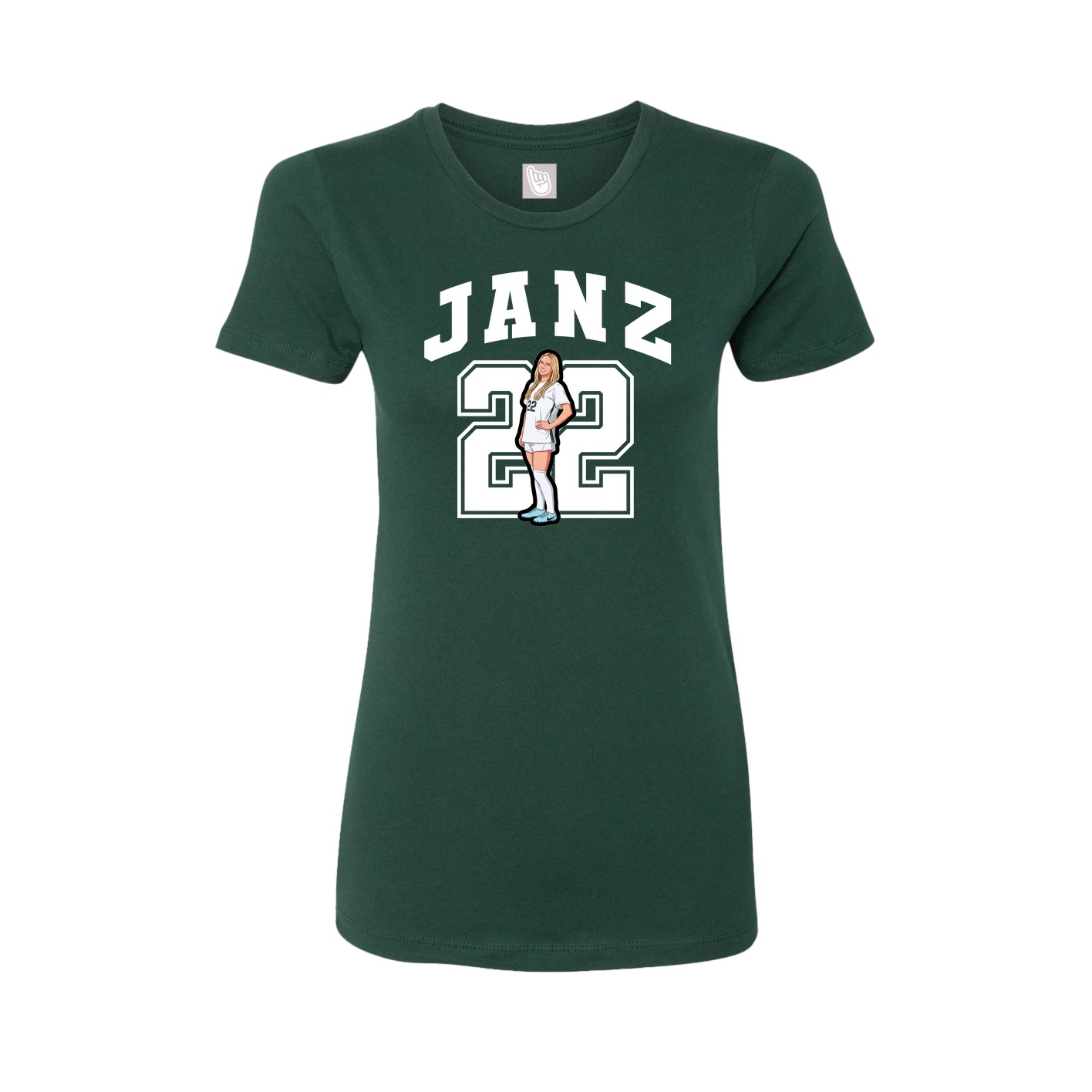 Fitted Women's Tee — Number in Green