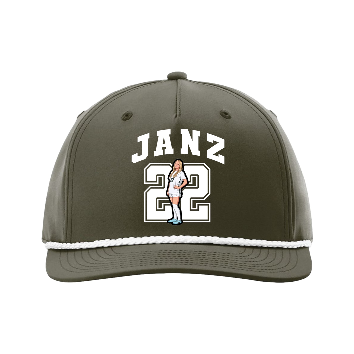 Five-Panel Classic Rope Cap — Number in Green
