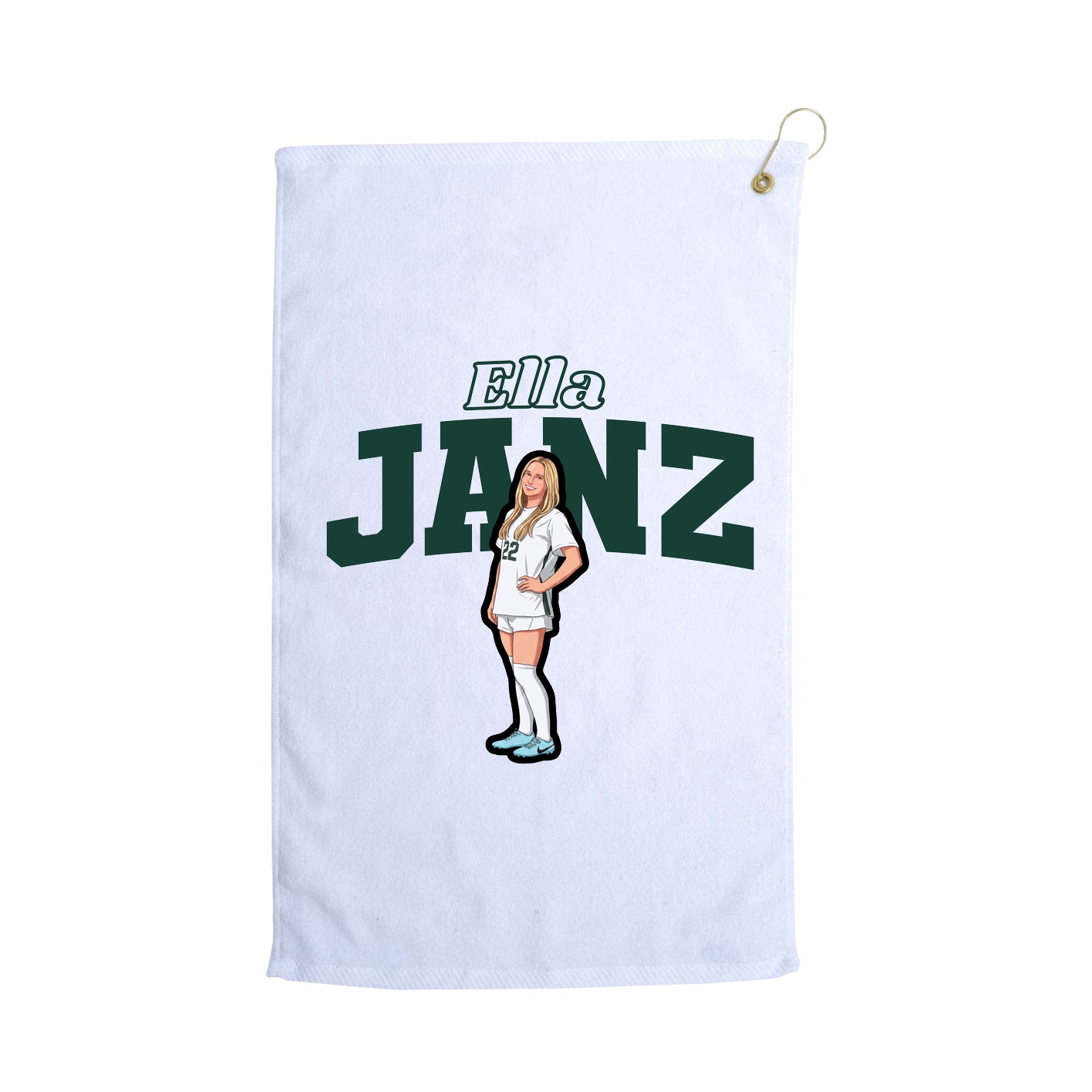 Golf Towel — Name Arch in White