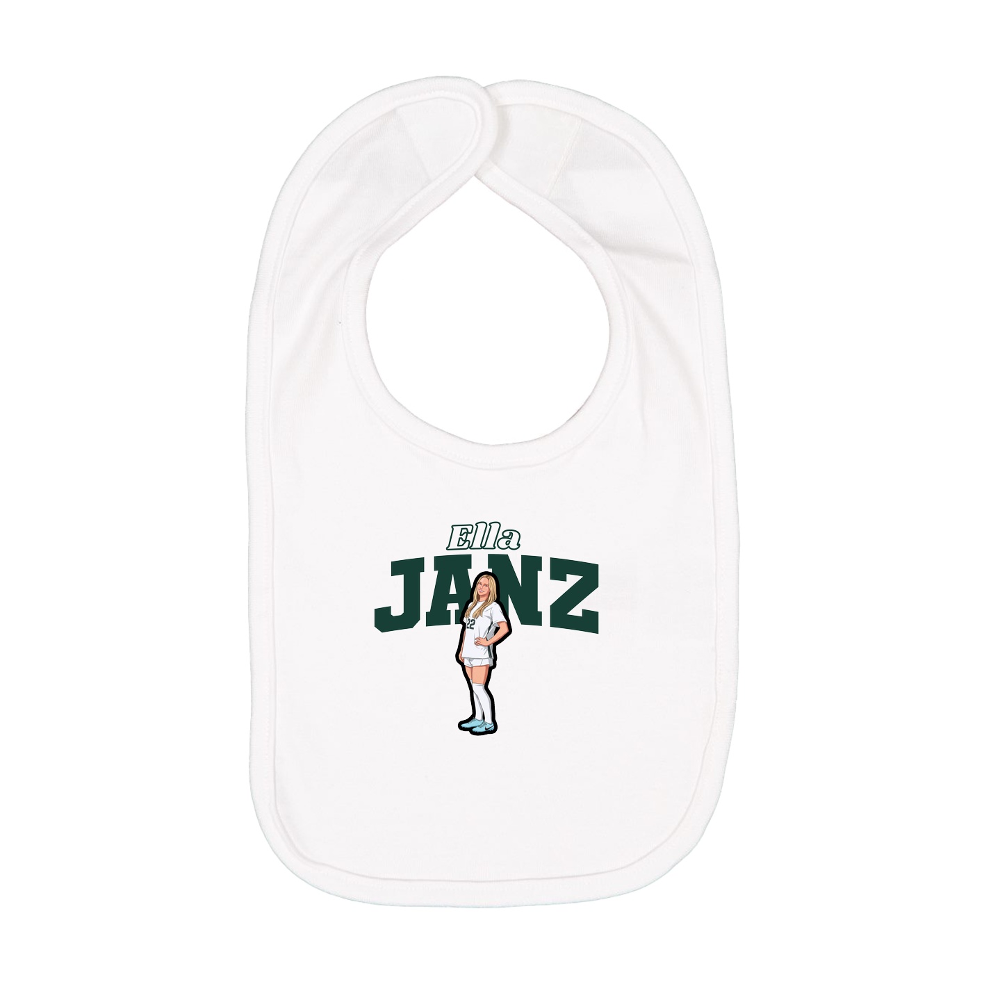 Infant Bib — Name Arch in White