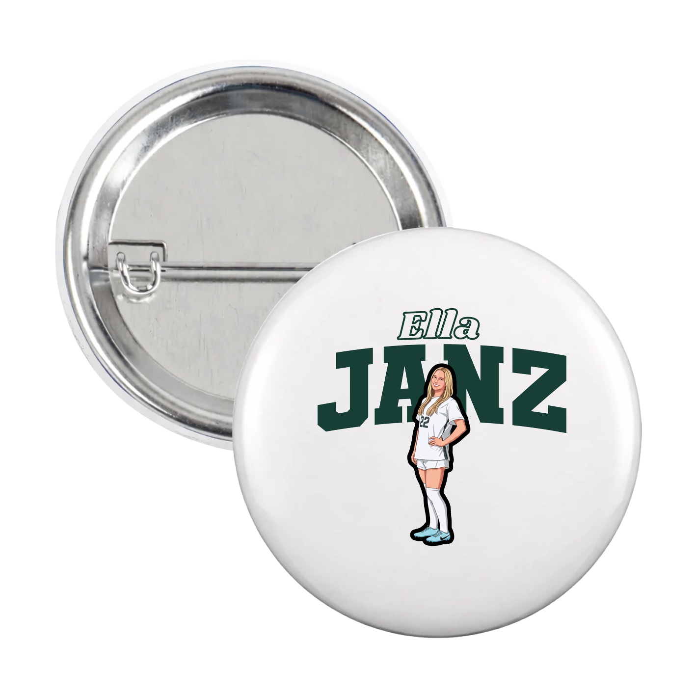 Game Day Button — Name Arch in White
