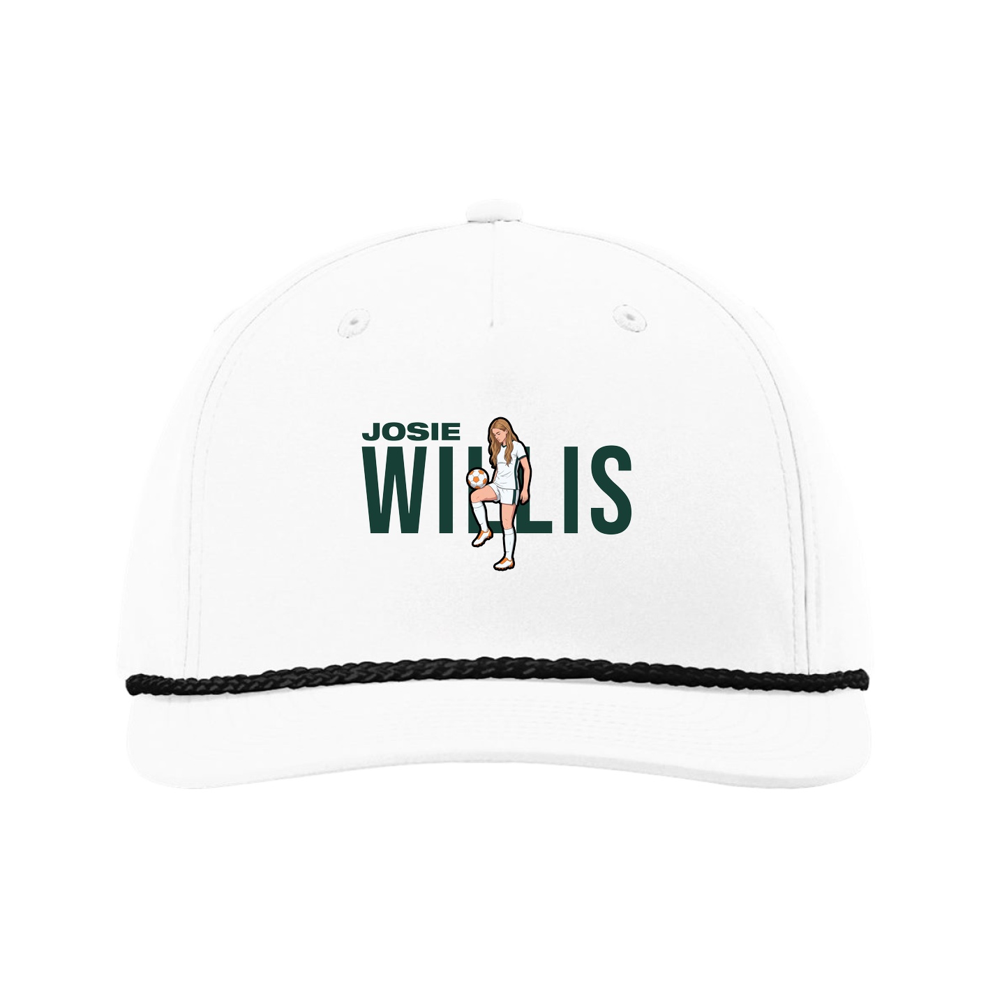Five-Panel Classic Rope Cap — Player Name in White