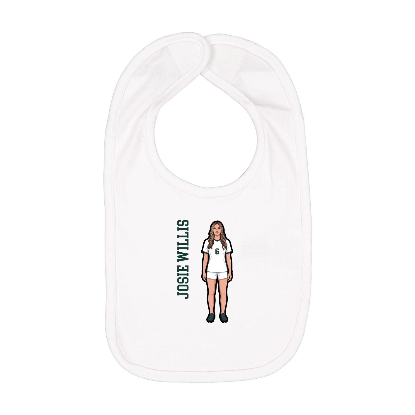 Infant Bib — Name Vertical in White