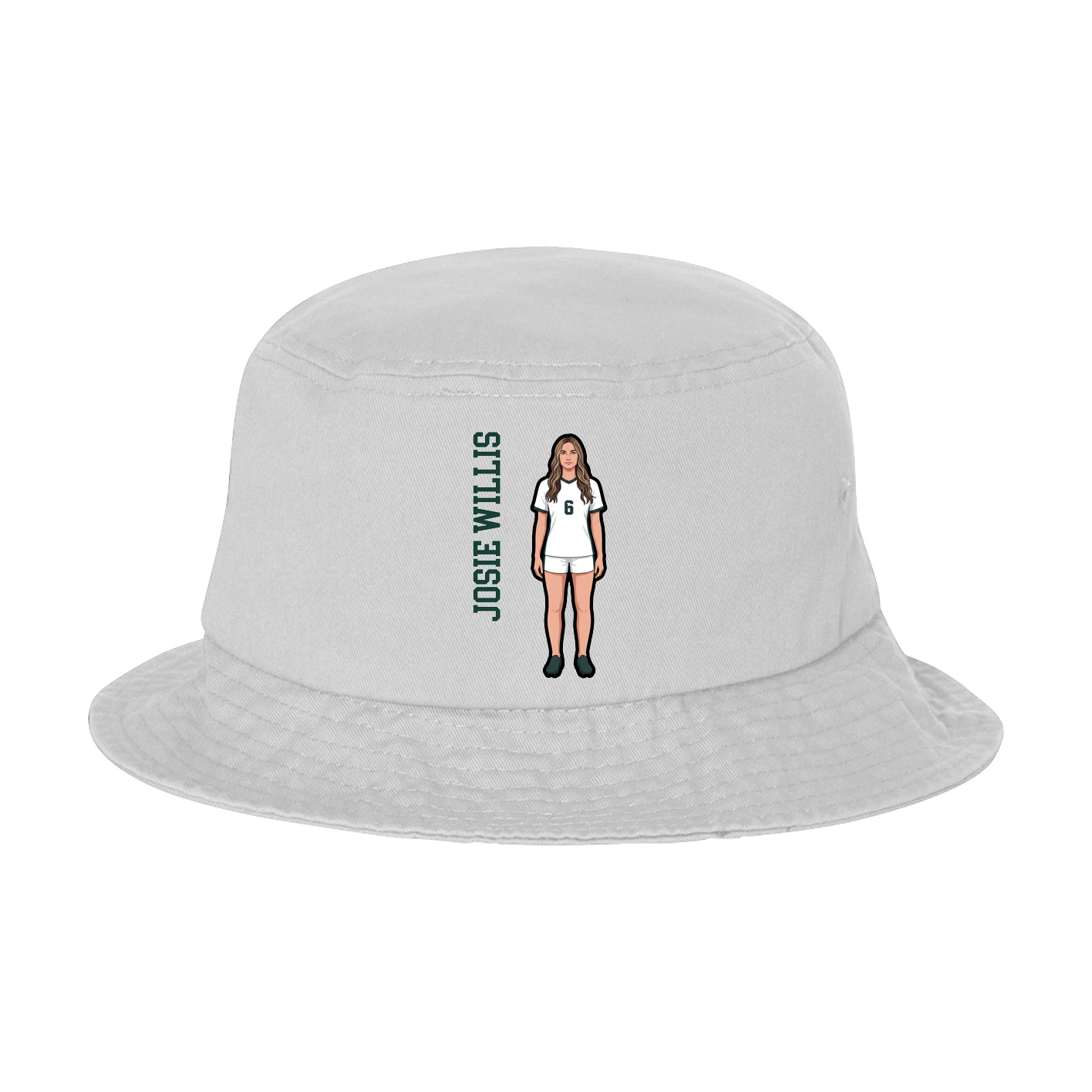 Bucket Cap — Name Vertical in White