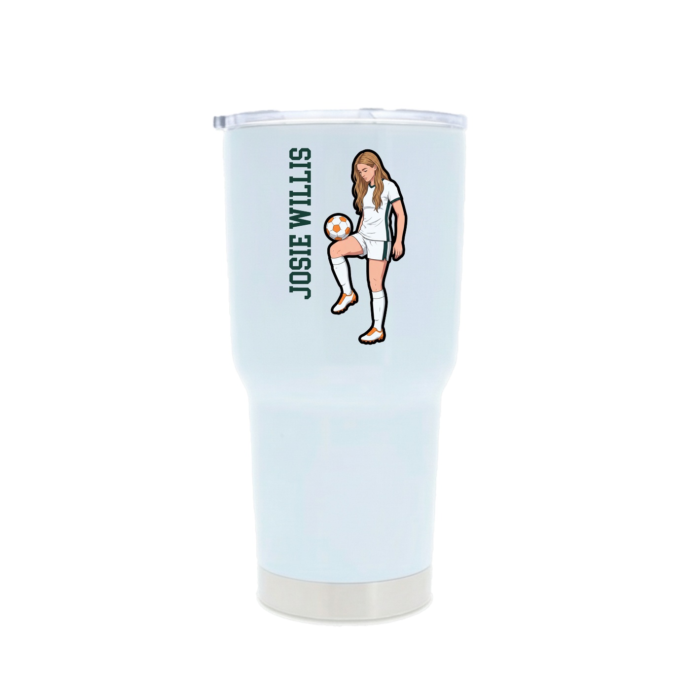 30oz Stainless Steel Tumbler — Name Vertical in White